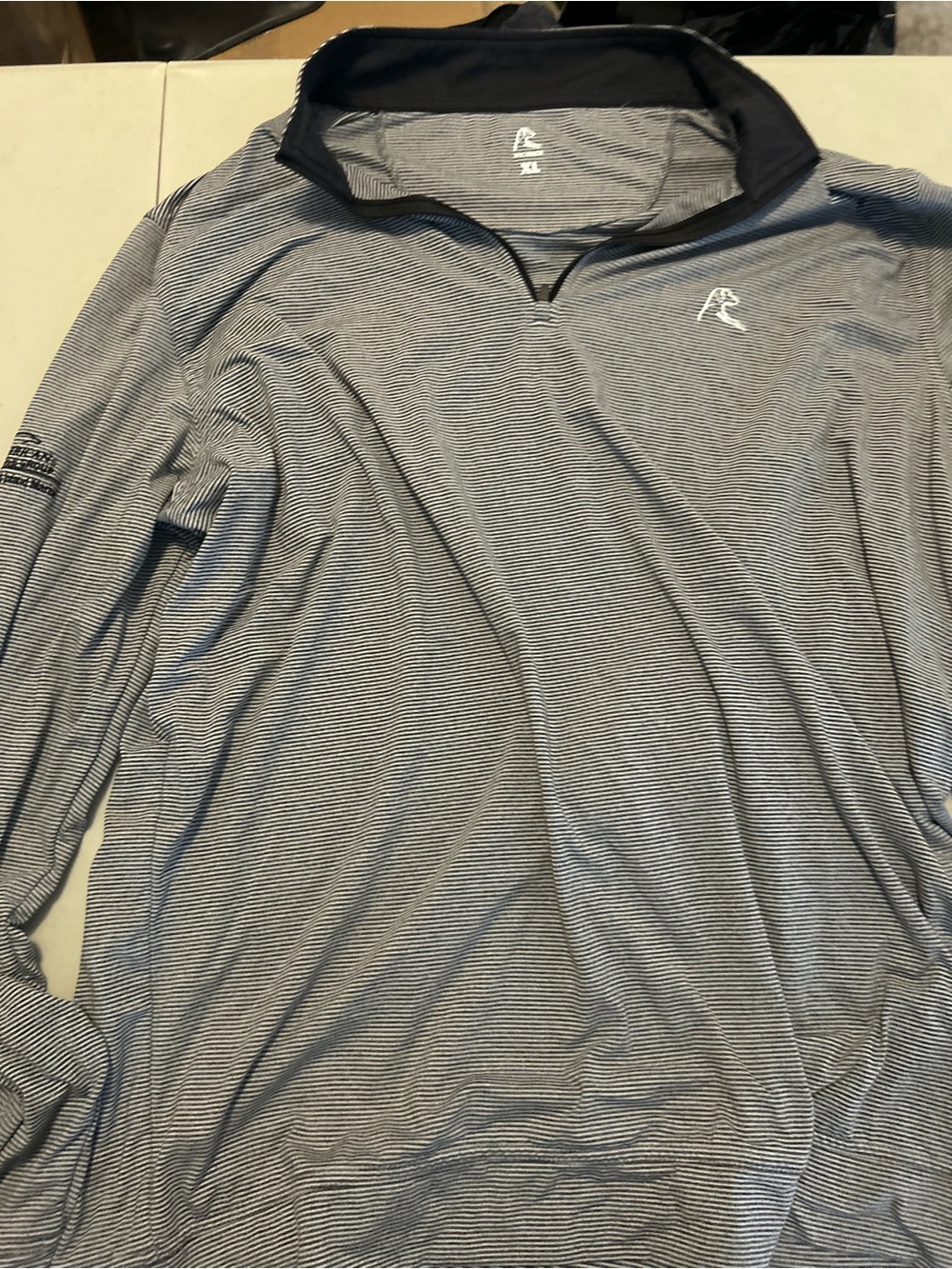 Rhoback Light Gray Striped Men's Long-Sleeve Quarter-Zip Shirt